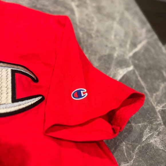 Champion Heritage Red Short Sleeve Tee Embroidered Big “C” Logo Men’s Medium - Picture 3 of 5